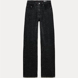 Zara mid rise straight leg Rhinestone Jeans, New with tags
